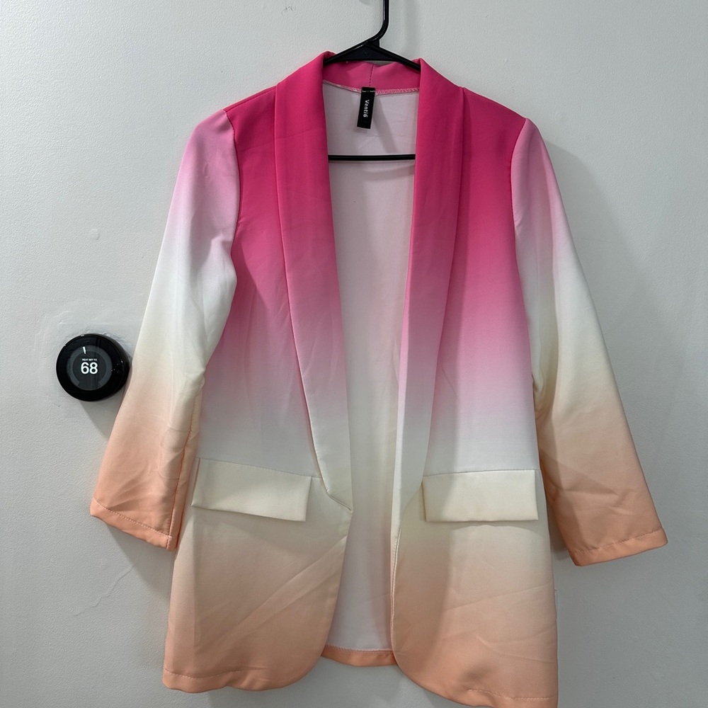 Dressed in LALA Pink and Orange Ombre Blazer
